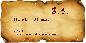 Blander Vilmos névjegykártya